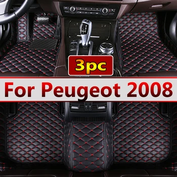 Автомобилни стелки за Peugeot 2008 P24 2020 2021 2022, луксозни кожени подложки, Устойчиви подложки, Защита от мръсотия, Килими, Комплект за автомобилни аксесоари