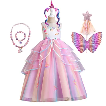 Елегантно бельо рокля на принцеса, детски рокли с бродерия на цветя за момичета, ретро детски костюм за коледно парти, Розова бална рокля