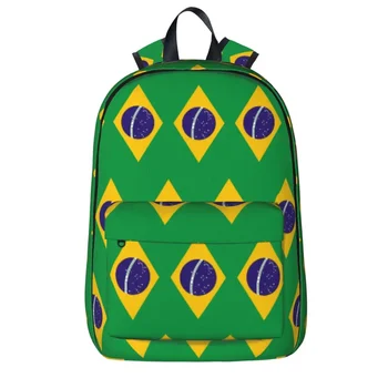 Национален Флаг на Бразилия Раници с Голям капацитет Студентски чанта за Книги Чанта През рамо Раница за Лаптоп Пътен Раница за Детска, Училищна чанта