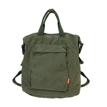 E74B Чанта през рамо с голям капацитет, платно раница, чанта, за книги, за студенти, младежи