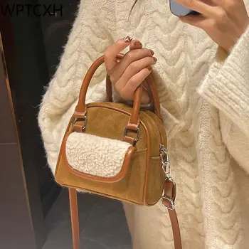 Дамска чанта Реколта матова текстура, чанта през рамо, плюшен малка чанта, дамски модни чанти от кожа-тоут 2024 година на издаване
