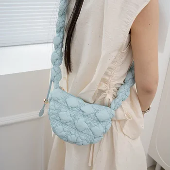 Веганские пухени чанта през рамо, дамски луксозен дизайнерски модни плиссированная чанта-месинджър, дамски ежедневни Универсална мини чанта-скитник