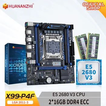 Дънна платка HUANANZHI X99 P4F LGA 2011-3 XEON X99 с процесор Intel E5 2680 V3 и комбиниран комплект памет от 2*16G DDR4 RECC Set NVME
